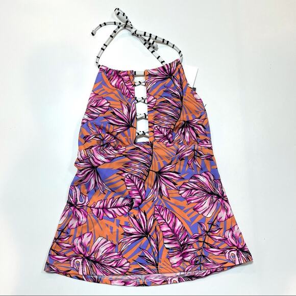 Salt+Cove Hawaii High Neck Halter tankini Swim Top - Picture 4 of 7